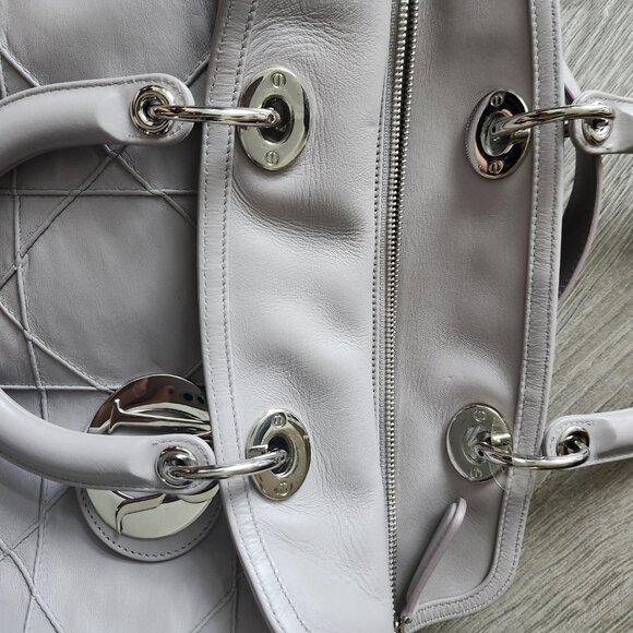 Christian Dior Grey Cannage Lambskin Leather Granville Bag - Picture 4 of 6